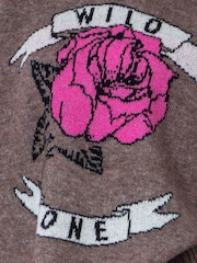 Religion Natural Layla Hoodie Jumper with Large Jaquard Rose Wild one design - Image 6 of 8