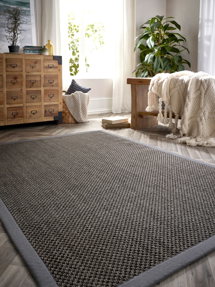 Origin Rug Collection. Dark Grey Border Sisal Rug - Image 1 of 2