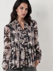 Religion Grey Carolina Shirt With Frill Collar - Image 1 of 7