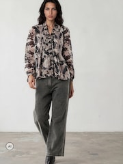 Religion Grey Carolina Shirt With Frill Collar - Image 4 of 7