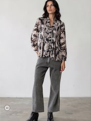 Religion Grey Carolina Shirt With Frill Collar - Image 7 of 7