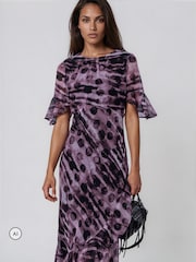 Religion Purple/Black Liv column Maxi Occasion Tea Dress - Image 3 of 8