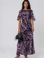 Religion Purple/Black Liv column Maxi Occasion Tea Dress - Image 4 of 8