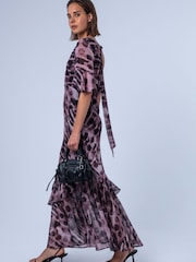 Religion Purple/Black Liv column Maxi Occasion Tea Dress - Image 6 of 8