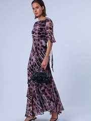 Religion Purple/Black Liv column Maxi Occasion Tea Dress - Image 7 of 8