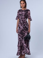 Religion Purple/Black Liv column Maxi Occasion Tea Dress - Image 8 of 8