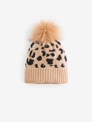 Chocolate Brown Animal Print Hat and Scarf Set (3-16yrs) - Image 2 of 4