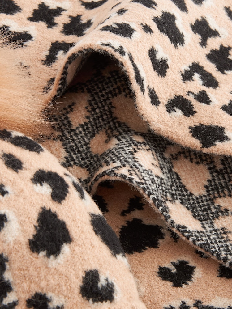 Chocolate Brown Animal Print Hat and Scarf Set (3-16yrs) - Image 4 of 4