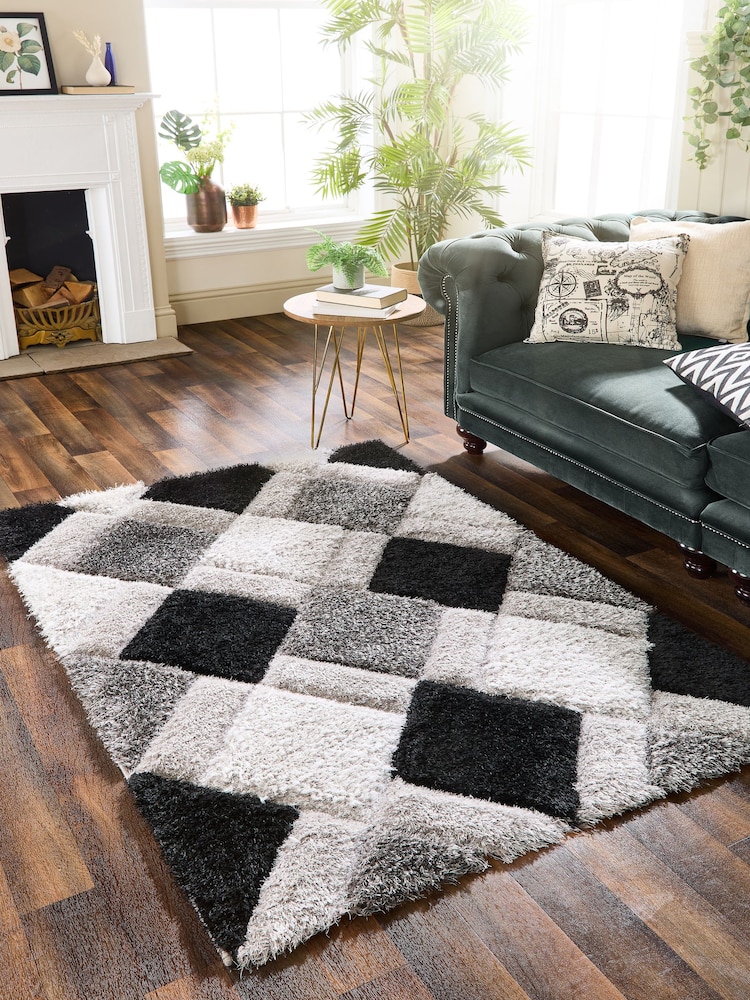Origin Rug Collection. Grey 3DGEO Shaggy Rug - Image 1 of 2