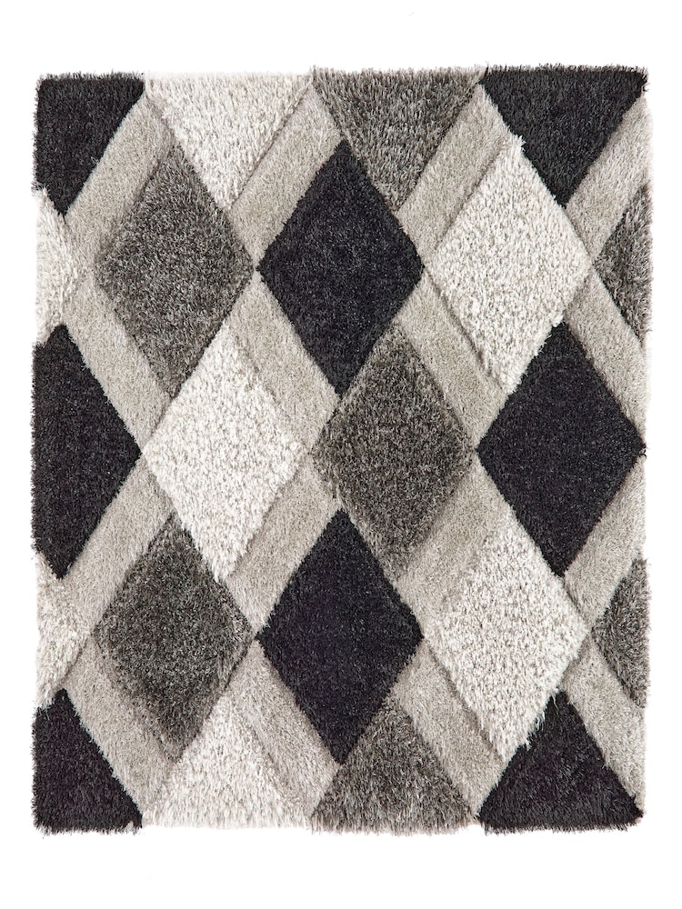 Origin Rug Collection. Grey 3DGEO Shaggy Rug - Image 2 of 2