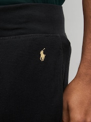 Polo Ralph Lauren Black Waffle Knit Lounge Stretch Jersey Joggers - Image 3 of 4