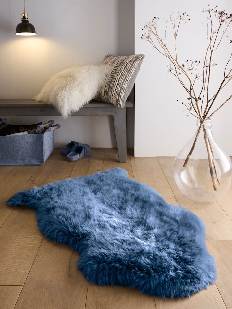Origin Rug Collection. Navy Sheepskin Rug - Image 1 of 4 Origin Rug Collection. Navy Sheepskin Rug - Image 1 of 4