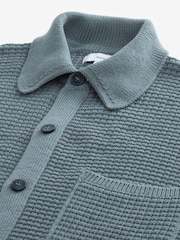 Blau - Strukturierte Hemdjacke au Strick in legerer Passform - Bild 6 von 7
