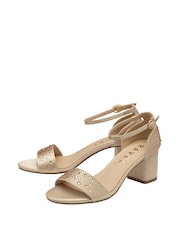 Ravel Gold Ankle Strap Block Heel Diamante Sandals - Image 2 of 4