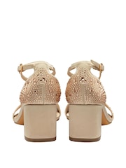 Ravel Gold Ankle Strap Block Heel Diamante Sandals - Image 3 of 4