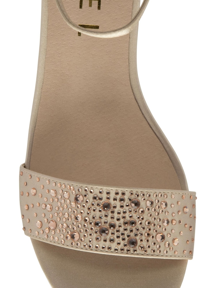 Ravel Gold Ankle Strap Block Heel Diamante Sandals - Image 4 of 4