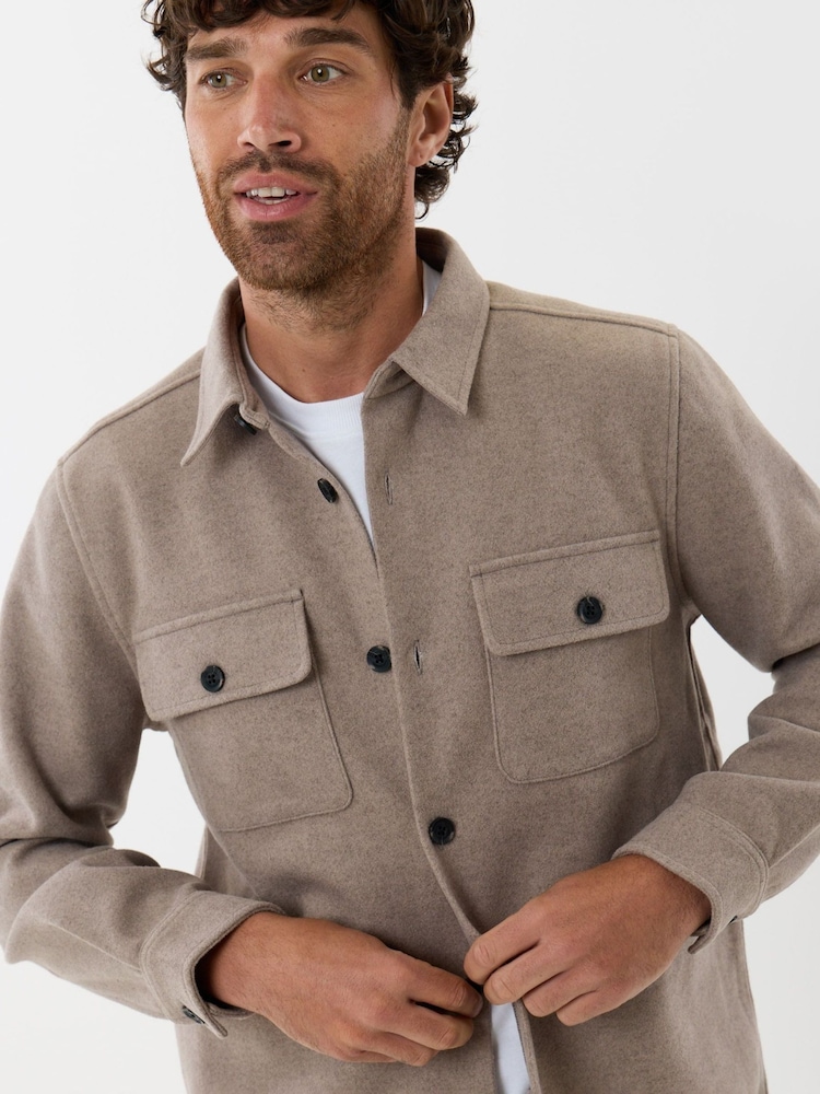 Threadbare Natural Patch Pocket Knitted Shacket - Image 2 of 5 Threadbare Natural Patch Pocket Knitted Shacket - Image 2 of 5