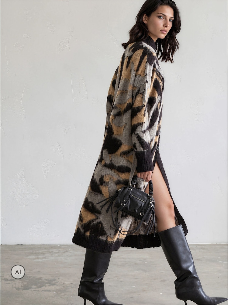 Religion Black Long Line Layla Maxi Coatigan Cardigan With Funnel Neck - Image 2 of 9 Religion Black Long Line Layla Maxi Coatigan Cardigan With Funnel Neck - Image 2 of 9
