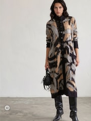 Religion Black Long Line Layla Maxi Coatigan Cardigan With Funnel Neck - Image 3 of 9