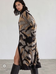 Religion Black Long Line Layla Maxi Coatigan Cardigan With Funnel Neck - Image 4 of 9