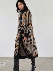 Religion Black Long Line Layla Maxi Coatigan Cardigan With Funnel Neck - Image 5 of 9