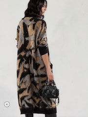 Religion Black Long Line Layla Maxi Coatigan Cardigan With Funnel Neck - Image 7 of 9