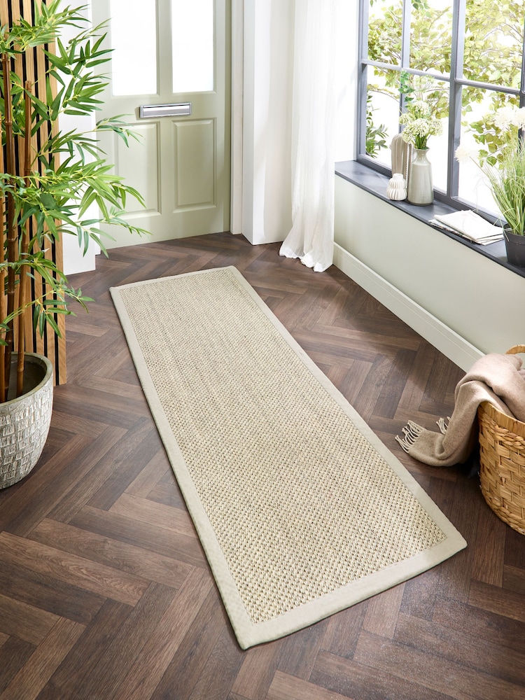 Origin Rug Collection. Beige Sand Border Sisal Runner - Image 1 of 2