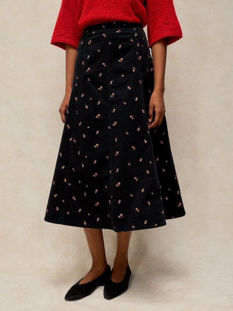 White Stuff Black Ida Cord Midi Skirt - Image 1 of 6