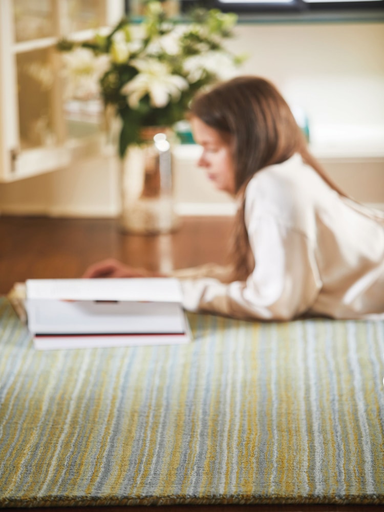 Origin Rug Collection. Ochre Fine Stripe Rug - Image 1 of 2