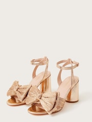 Monsoon Gold Bow Heeled Sandals - Image 1 of 1