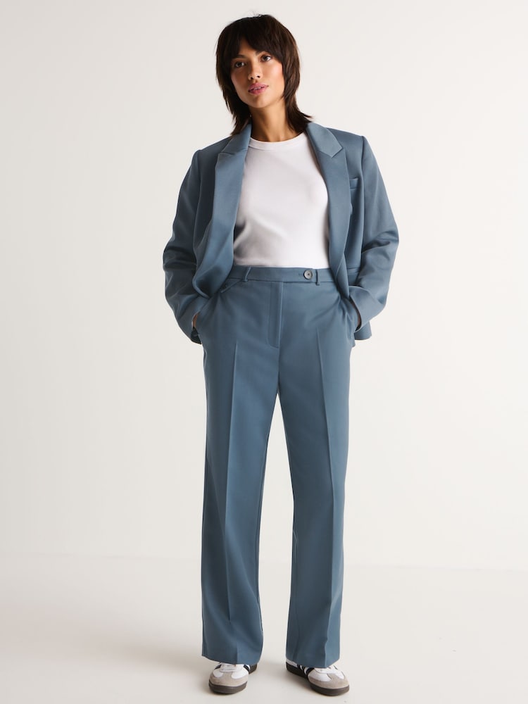 Blue Tailored Twill Straight Leg Trousers - Image 1 of 6