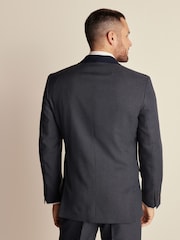Navy Blue Regular Fit Trimmed Textured Suit Jacket - Image 3 of 11