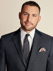 Navy Blue Regular Fit Trimmed Textured Suit Jacket - Image 4 of 11