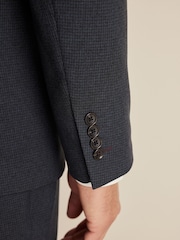 Navy Blue Regular Fit Trimmed Textured Suit Jacket - Image 5 of 11