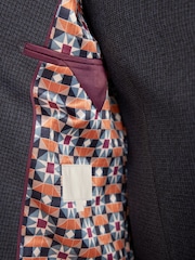 Navy Blue Regular Fit Trimmed Textured Suit Jacket - Image 6 of 11