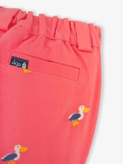JoJo Maman Bébé Pink Pelican Embroidered Twill Chino Shorts - Image 4 of 4