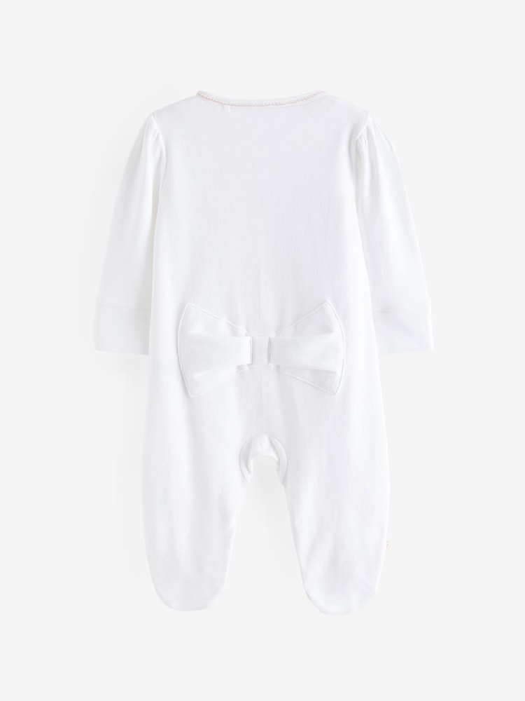 Baker by Ted Baker Born in 2024 100% Cotton White Sleepsuit - Image 2 of 4
