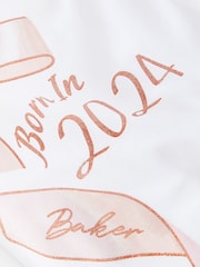 Baker by Ted Baker Born in 2024 100% Cotton White Sleepsuit - Image 3 of 4