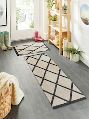 My Mat Cream Black Border Geo Washable Nylon Doormat - Image 1 of 3