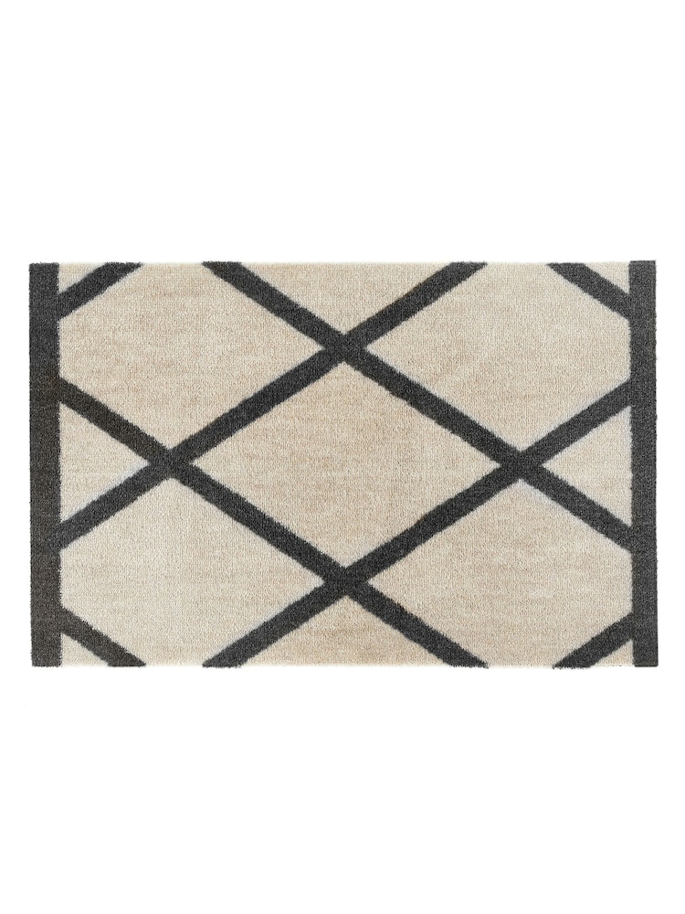 My Mat Cream Black Border Geo Washable Nylon Doormat - Image 3 of 3