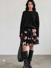 Religion Black Corinne Tiered Mini Skirt With Lace Trim - Image 1 of 8