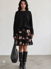 Religion Black Corinne Tiered Mini Skirt With Lace Trim - Image 3 of 8