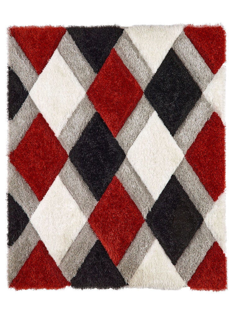 Origin Rug Collection. Red 3DGEO Shaggy Rug - Image 2 of 2 Origin Rug Collection. Red 3DGEO Shaggy Rug - Image 2 of 2