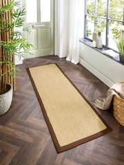 Origin Rug Collection. Warm Natural Dark Brown Border Sisal Runner - Image 1 of 3