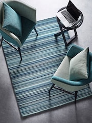 Origin Rug Collection. Blue Beige Fine Stripe Rug - Image 3 of 4