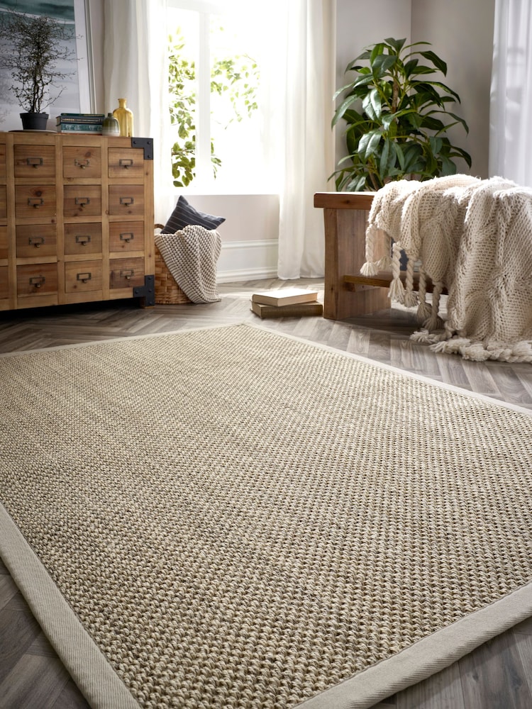 Origin Rug Collection. Beige Sand Border Sisal Rug - Image 1 of 2