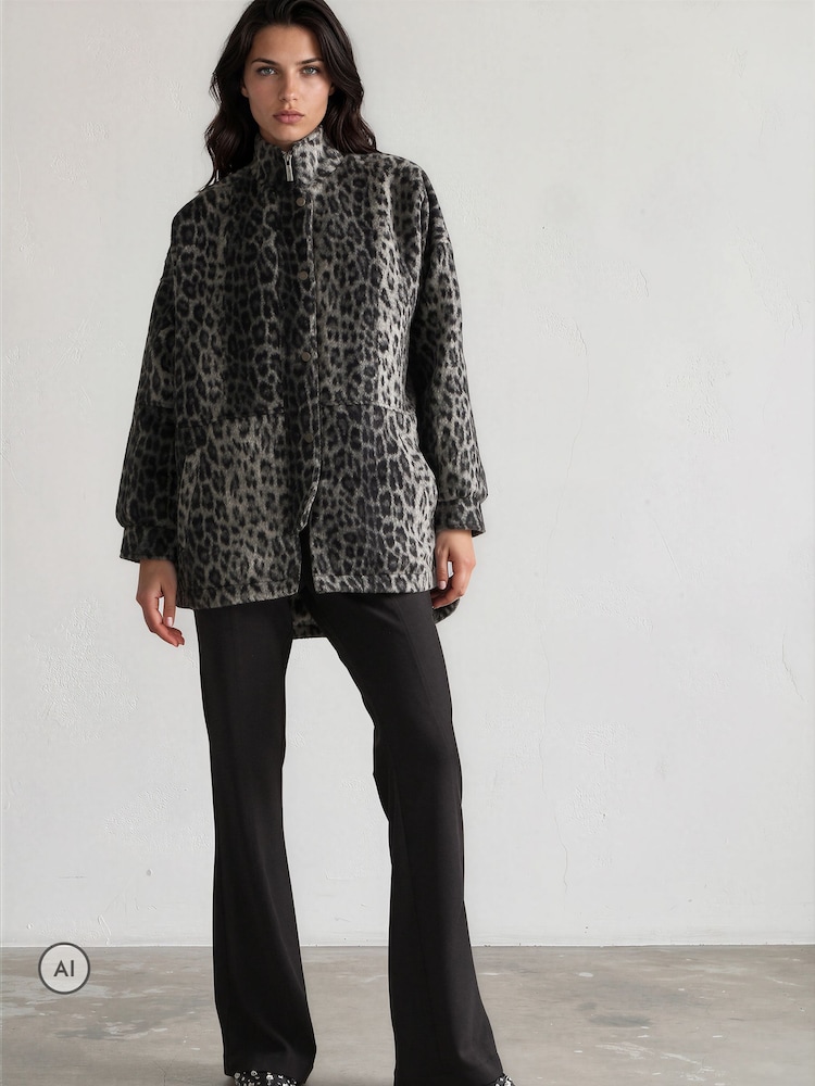 Religion Animal Saturn Leopard Parka Winter Coat With Stand-up Collar - Image 8 of 8 Religion Animal Saturn Leopard Parka Winter Coat With Stand-up Collar - Image 8 of 8