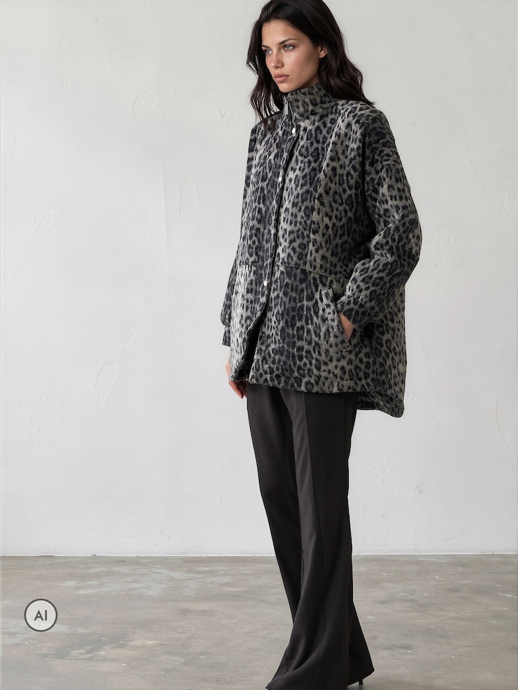Religion Animal Saturn Leopard Parka Winter Coat With Stand-up Collar - Image 9 of 9 Religion Animal Saturn Leopard Parka Winter Coat With Stand-up Collar - Image 9 of 9