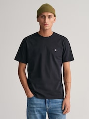 Schwarz - GANT – T-Shirt mit 100 % Baumwolle und Shield-Logo - Bild 1 von 5