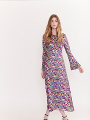 Olivia Rubin Red Aline Satin Midi Dress with Keyhole Bust Detail - Image 3 of 6